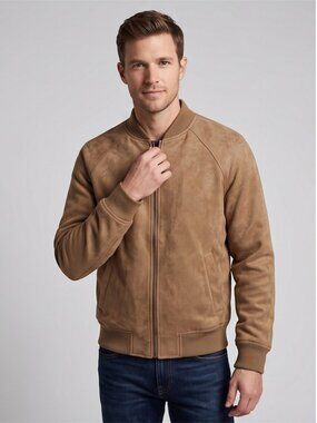 Mens Banana Republic Faux Sude Zip Up Jacket XS